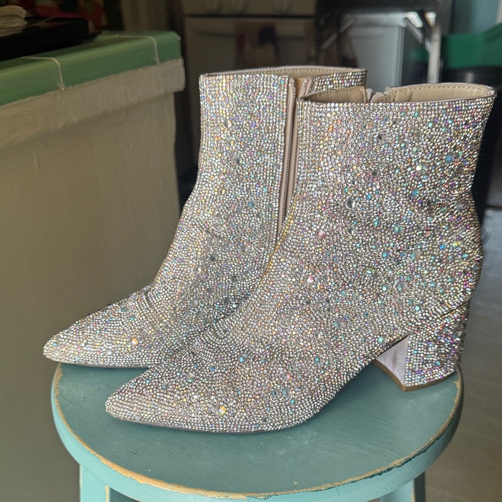 Betsey Johnson - Sparkling Crystal Embellished Women's ankle Boots